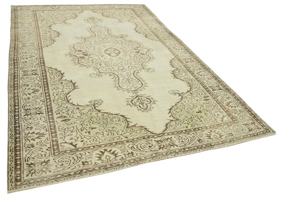 6x10 Beige Turkish Vintage Area Rug - 38967