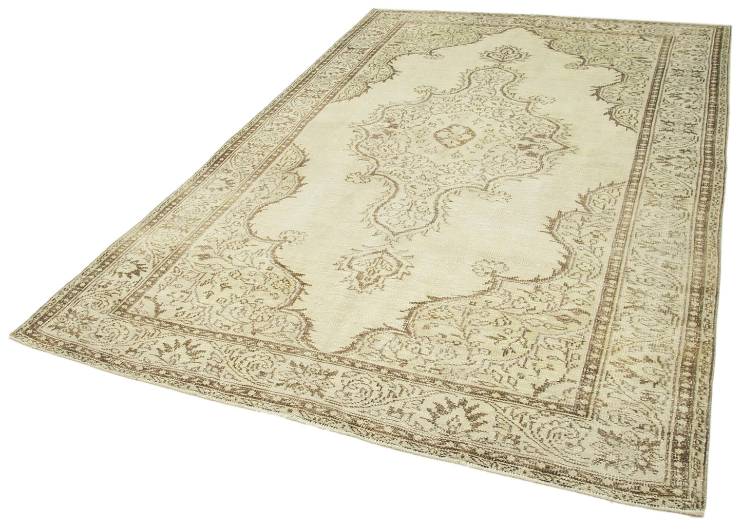 6x10 Beige Turkish Vintage Area Rug - 38967