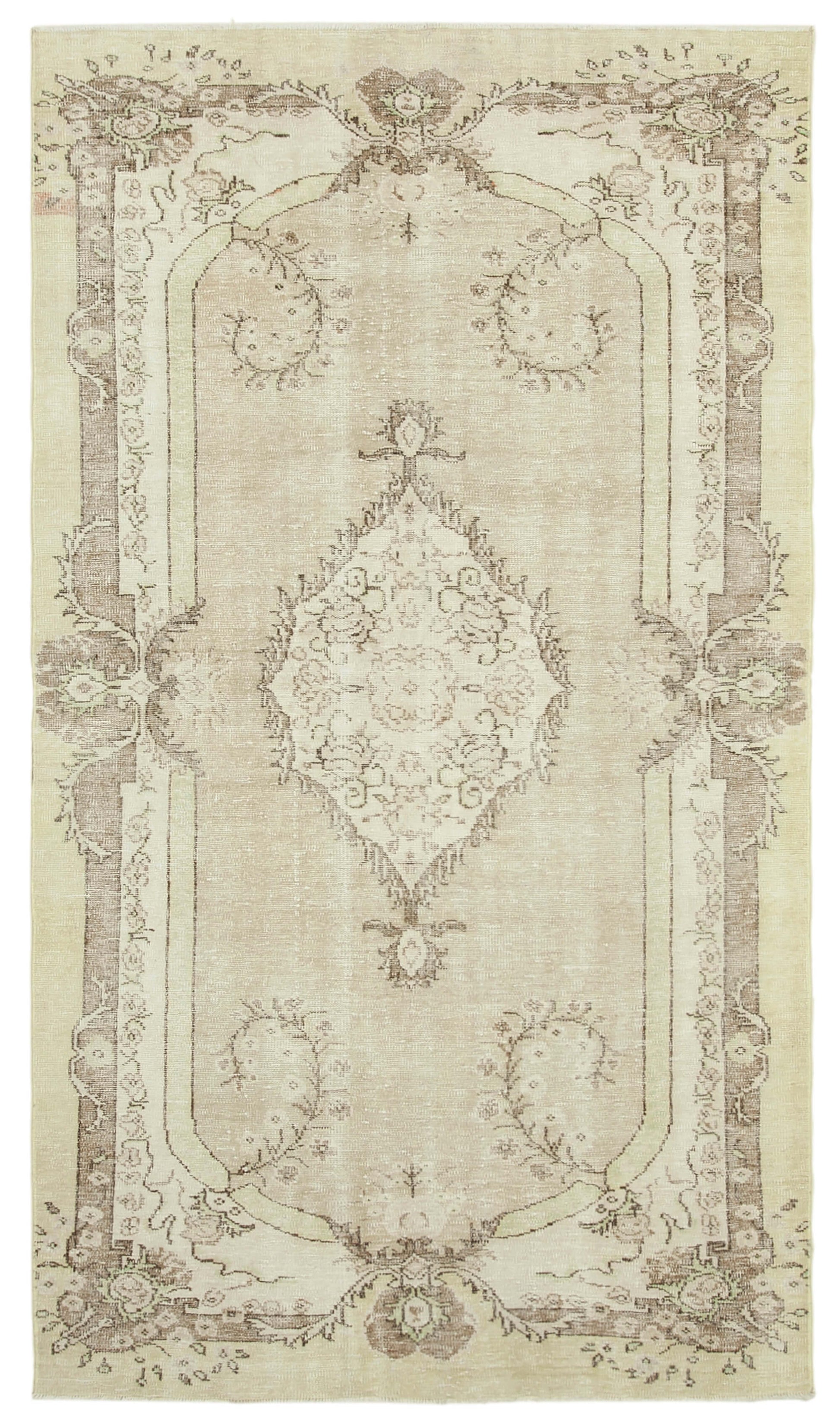 6x10 Beige Turkish Vintage Area Rug - 38978