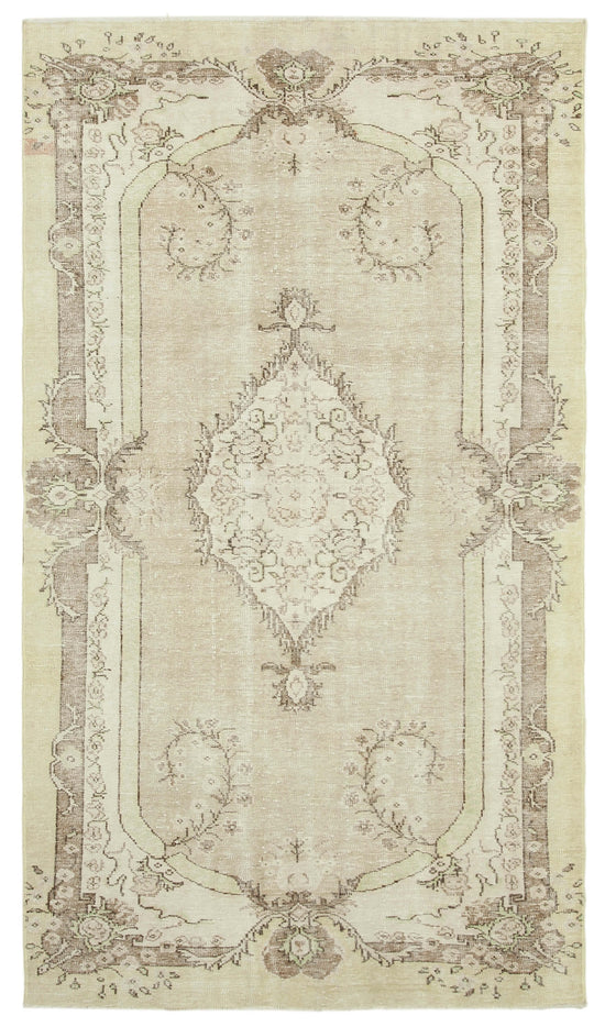 6x10 Beige Turkish Vintage Area Rug - 38978