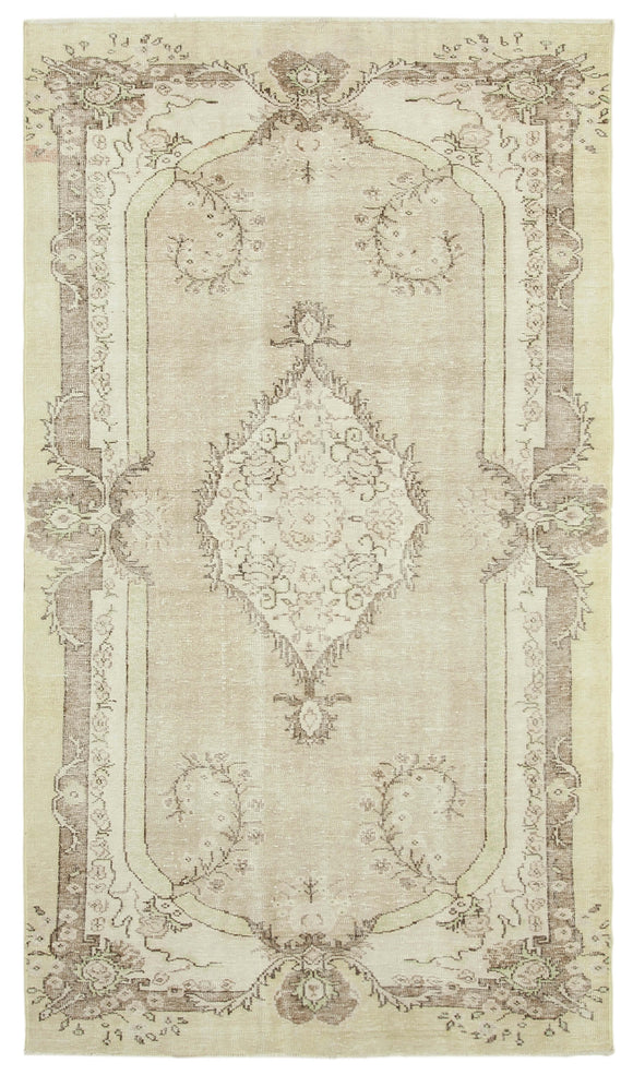 6x10 Beige Turkish Vintage Area Rug - 38978