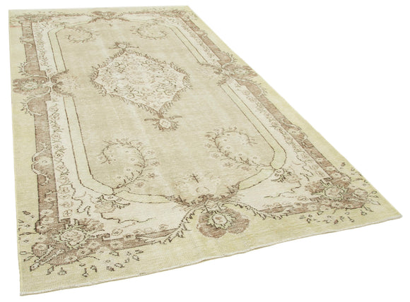 6x10 Beige Turkish Vintage Area Rug - 38978