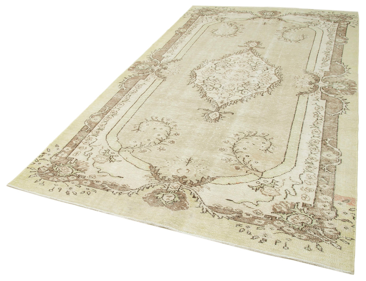 6x10 Beige Turkish Vintage Area Rug - 38978
