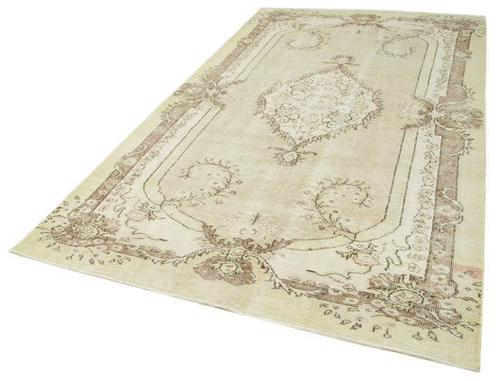 6x10 Beige Turkish Vintage Area Rug - 38978