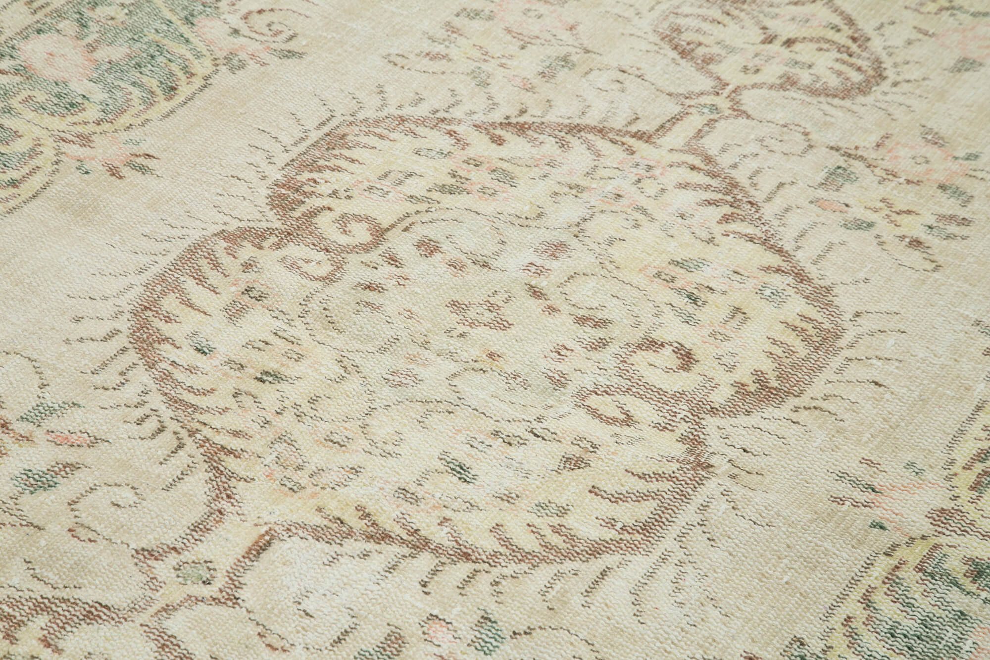 6x9 Beige Turkish Vintage Area Rug - 38980