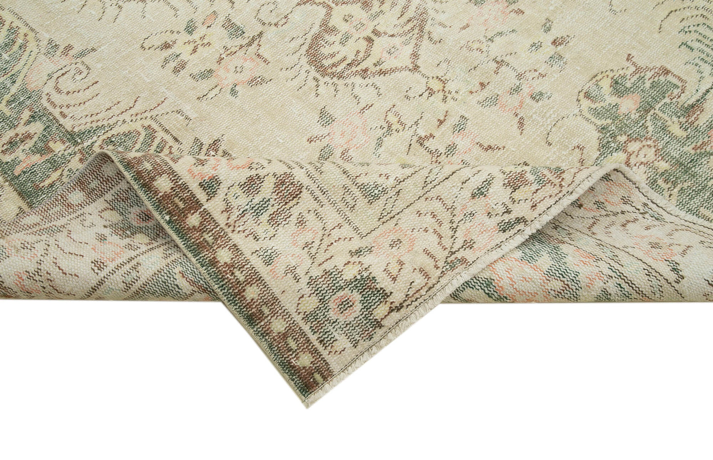 6x9 Beige Turkish Vintage Area Rug - 38980