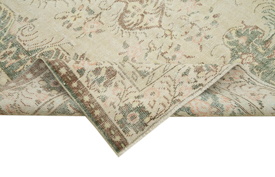 6x9 Beige Turkish Vintage Area Rug - 38980