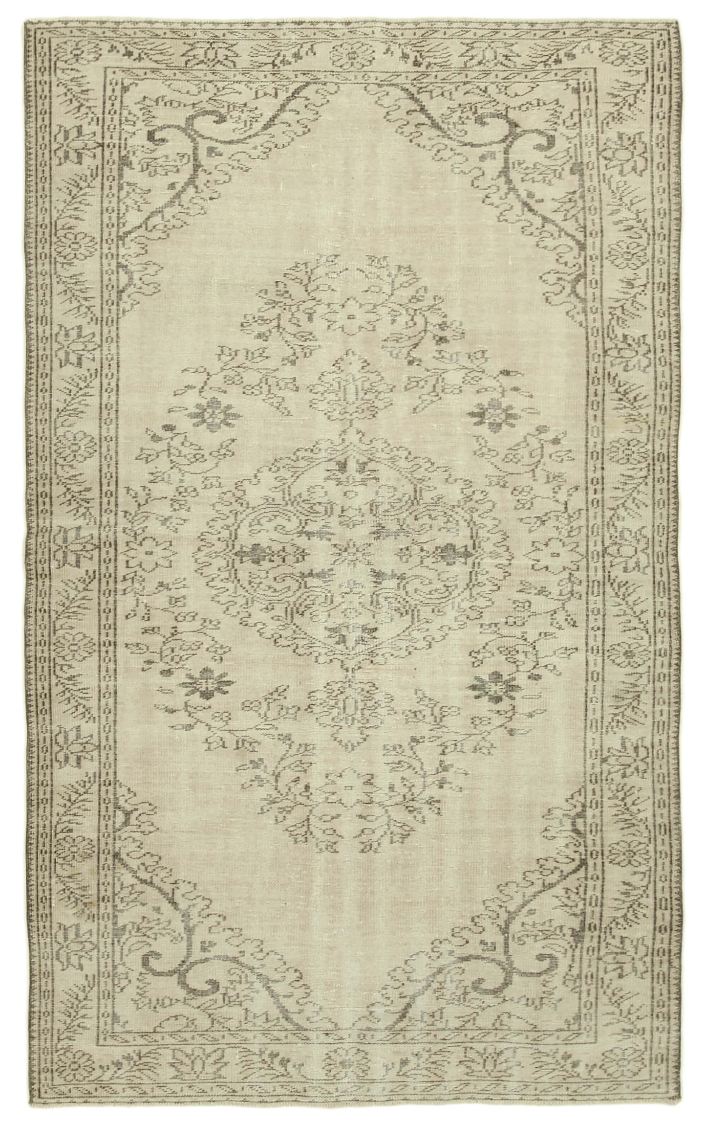 6x10 Beige Turkish Vintage Area Rug - 38984