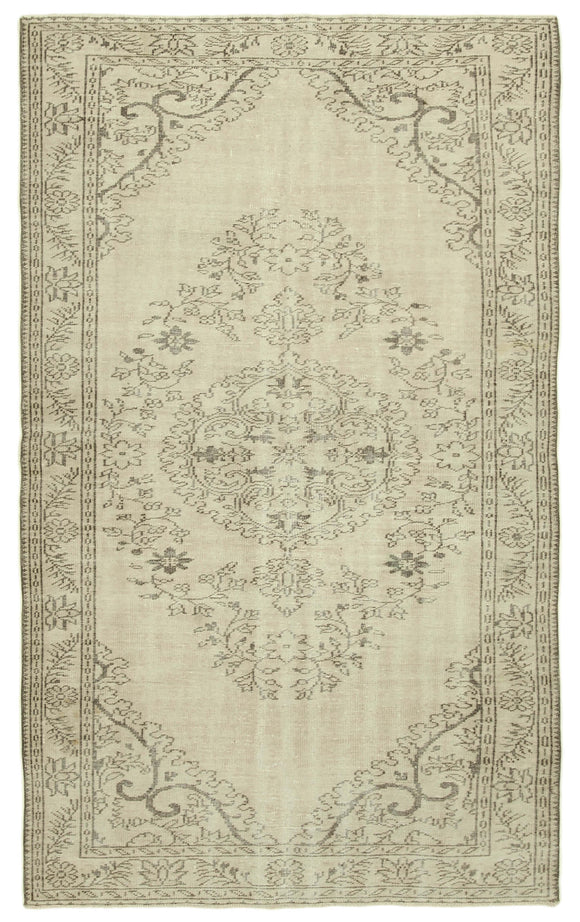 6x10 Beige Turkish Vintage Area Rug - 38984