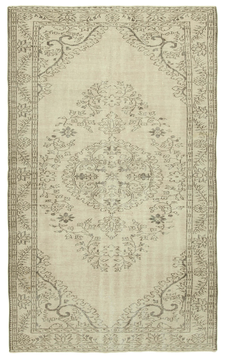6x10 Beige Turkish Vintage Area Rug - 38984