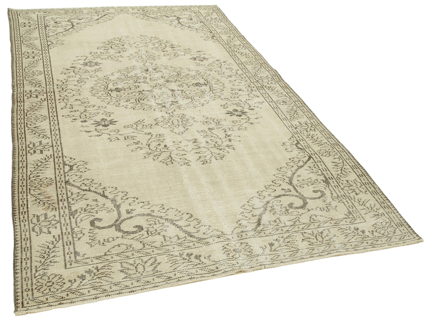6x10 Beige Turkish Vintage Area Rug - 38984