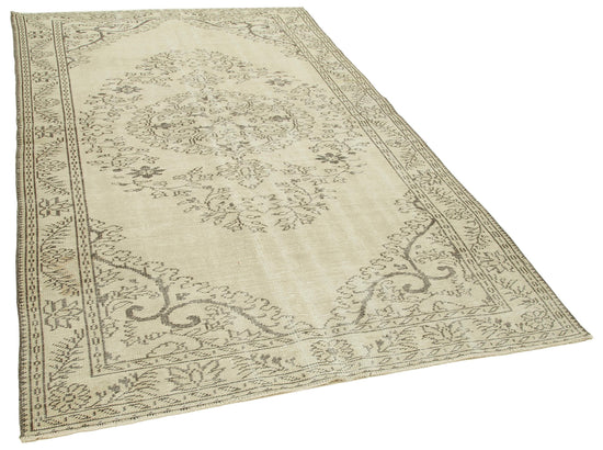 6x10 Beige Turkish Vintage Area Rug - 38984