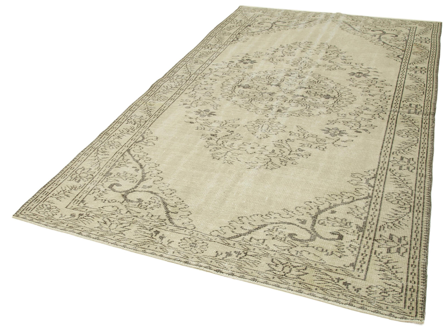 6x10 Beige Turkish Vintage Area Rug - 38984