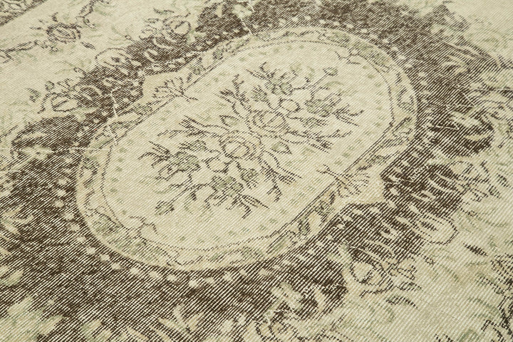 6x9 Beige Turkish Vintage Area Rug - 38985