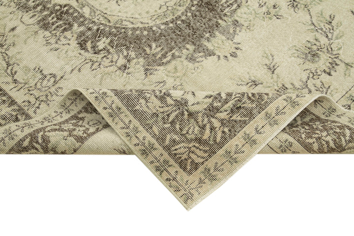 6x9 Beige Turkish Vintage Area Rug - 38985