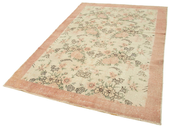 5x8 Beige Turkish Vintage Area Rug - 38986