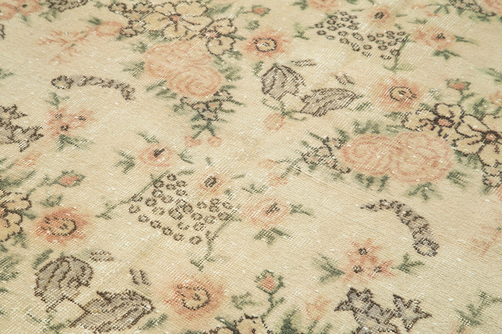 5x8 Beige Turkish Vintage Area Rug - 38986