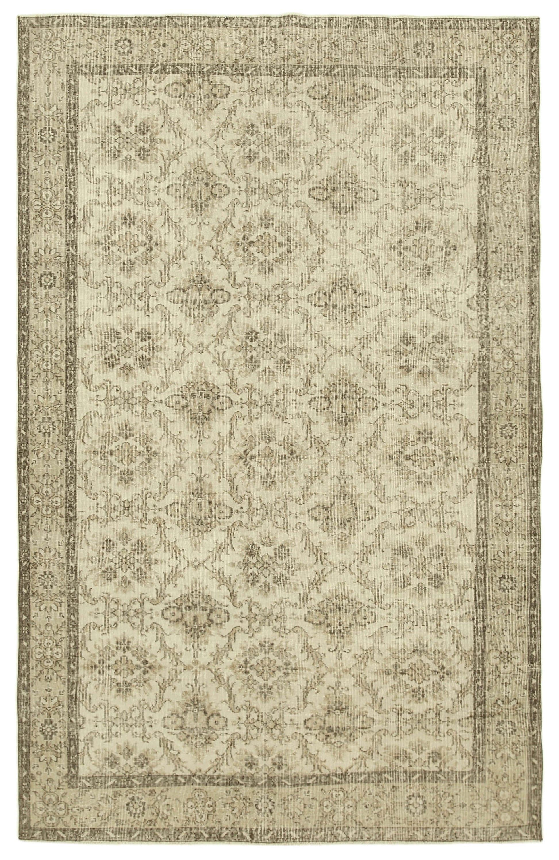 6x10 Beige Turkish Vintage Area Rug - 38987