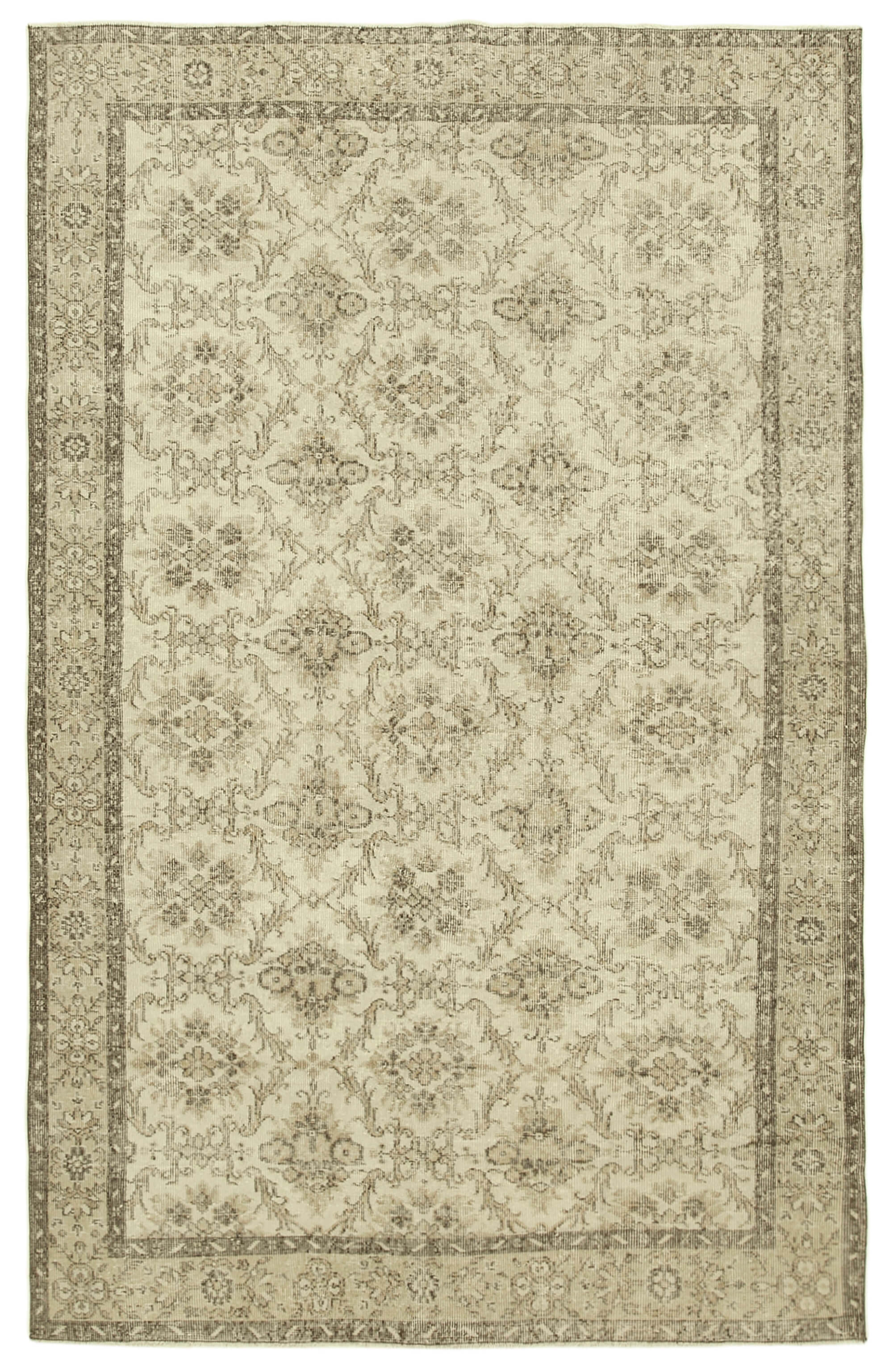 6x10 Beige Turkish Vintage Area Rug - 38987