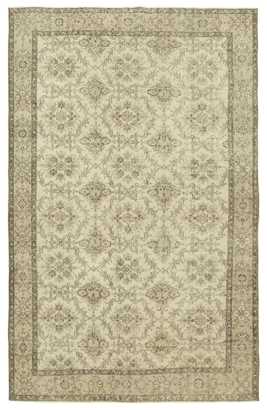 6x10 Beige Turkish Vintage Area Rug - 38987