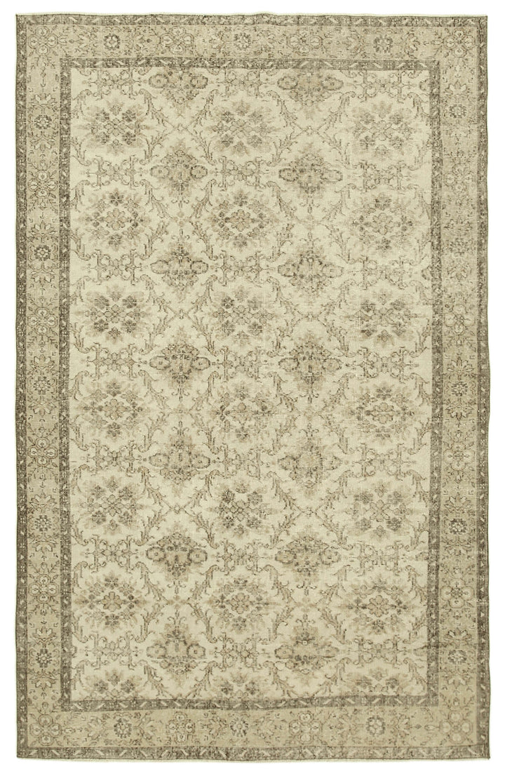 6x10 Beige Turkish Vintage Area Rug - 38987