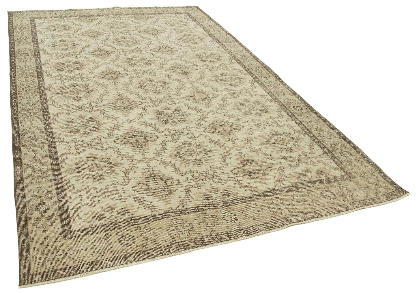 6x10 Beige Turkish Vintage Area Rug - 38987