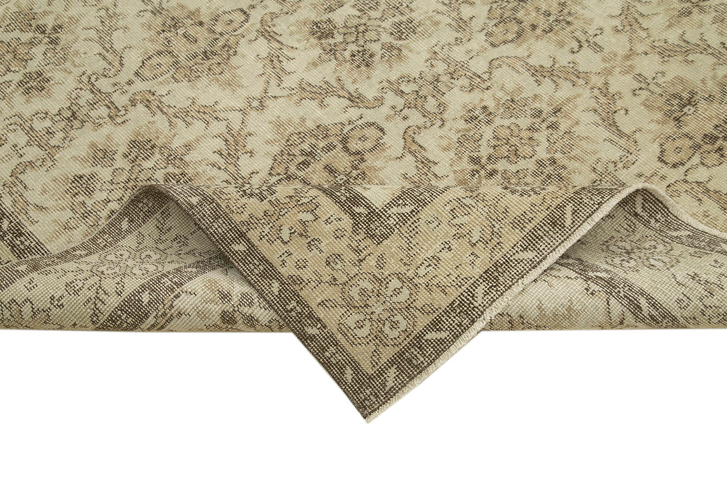 6x10 Beige Turkish Vintage Area Rug - 38987