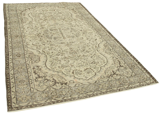 6x9 Beige Turkish Vintage Area Rug - 38988