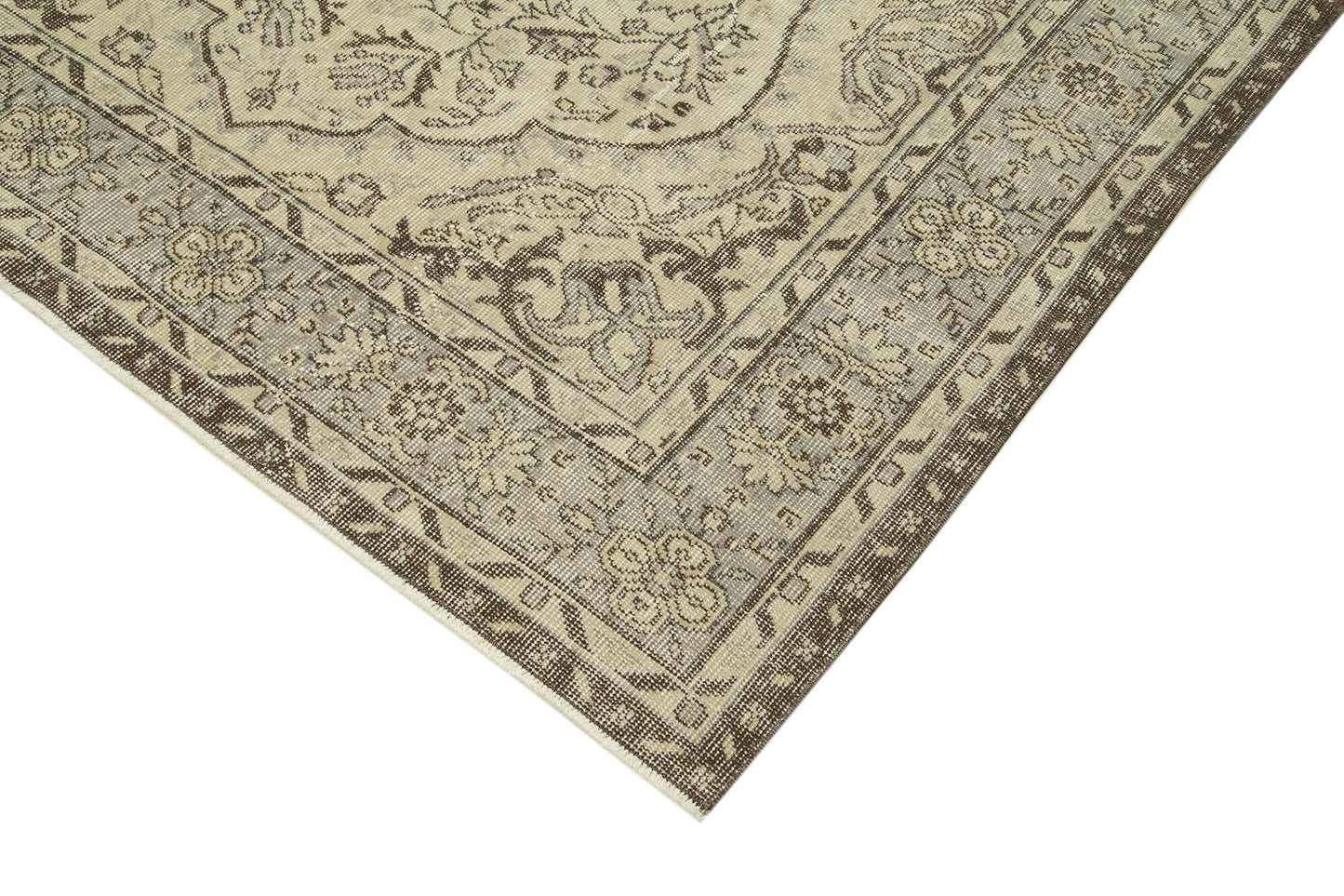 6x9 Beige Turkish Vintage Area Rug - 38988