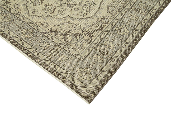 6x9 Beige Turkish Vintage Area Rug - 38988