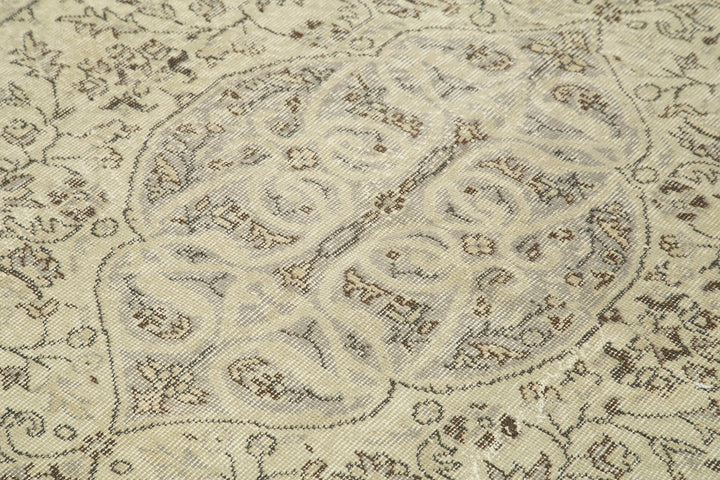 6x9 Beige Turkish Vintage Area Rug - 38988