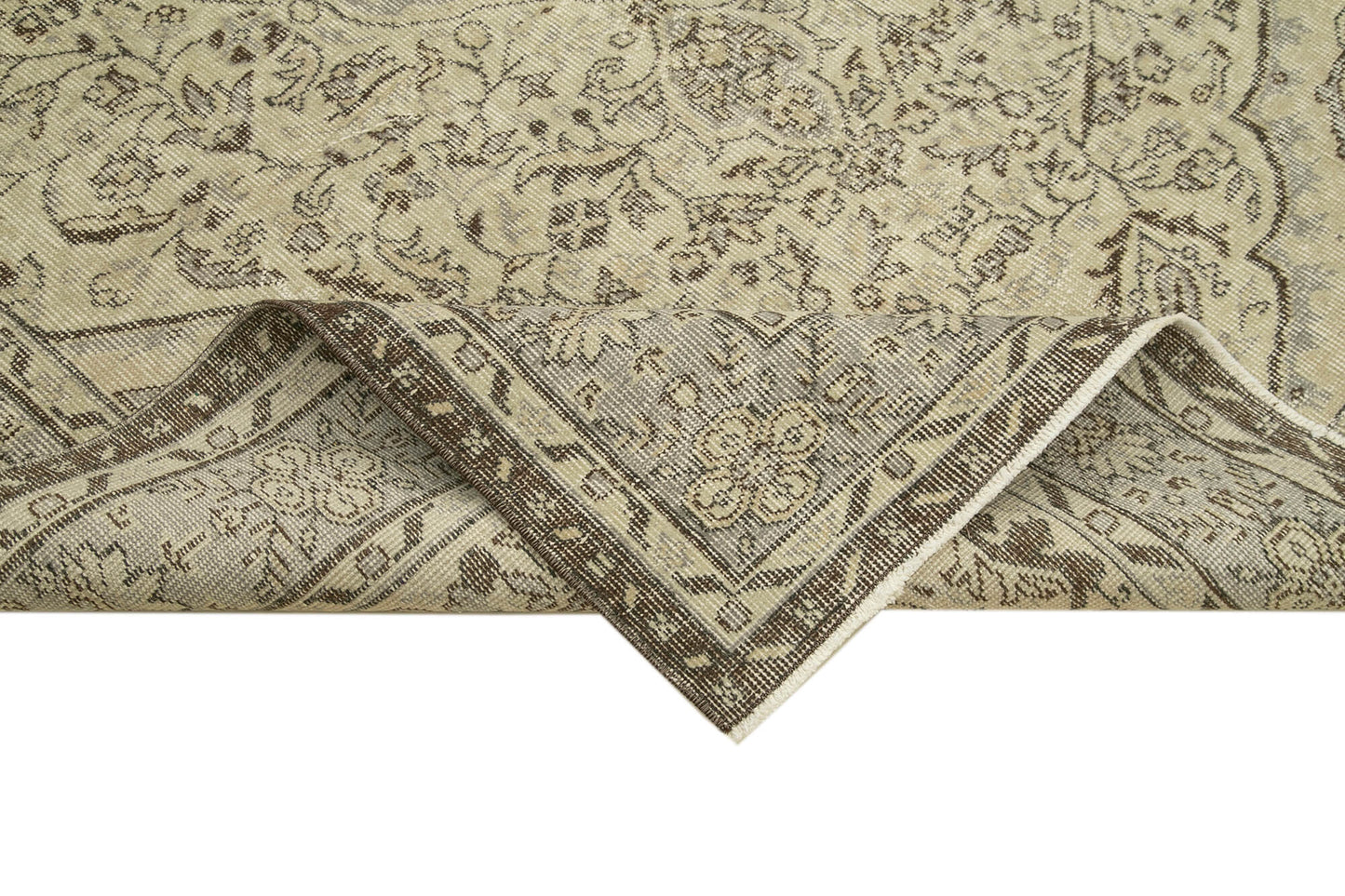 6x9 Beige Turkish Vintage Area Rug - 38988