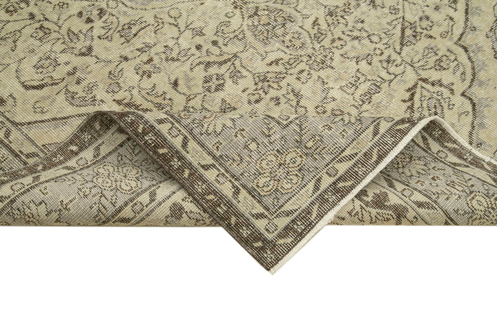 6x9 Beige Turkish Vintage Area Rug - 38988