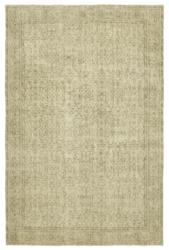 7x10 Beige Turkish Vintage Area Rug - 38989