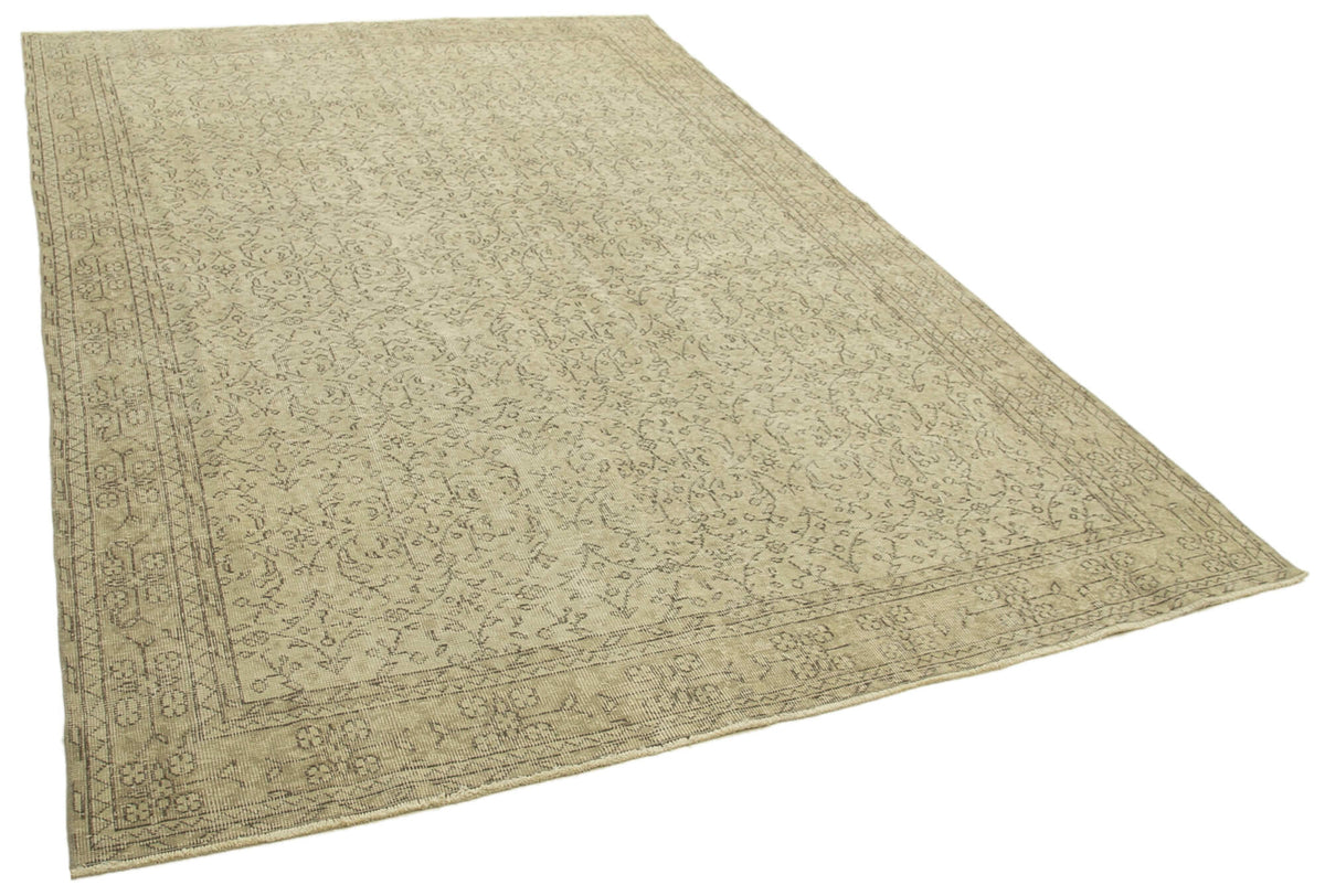 7x10 Beige Turkish Vintage Area Rug - 38989