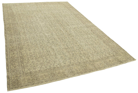 7x10 Beige Turkish Vintage Area Rug - 38989