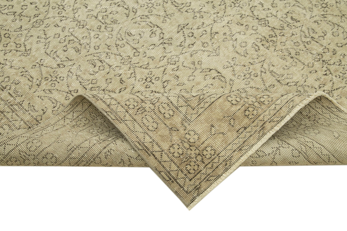 7x10 Beige Turkish Vintage Area Rug - 38989