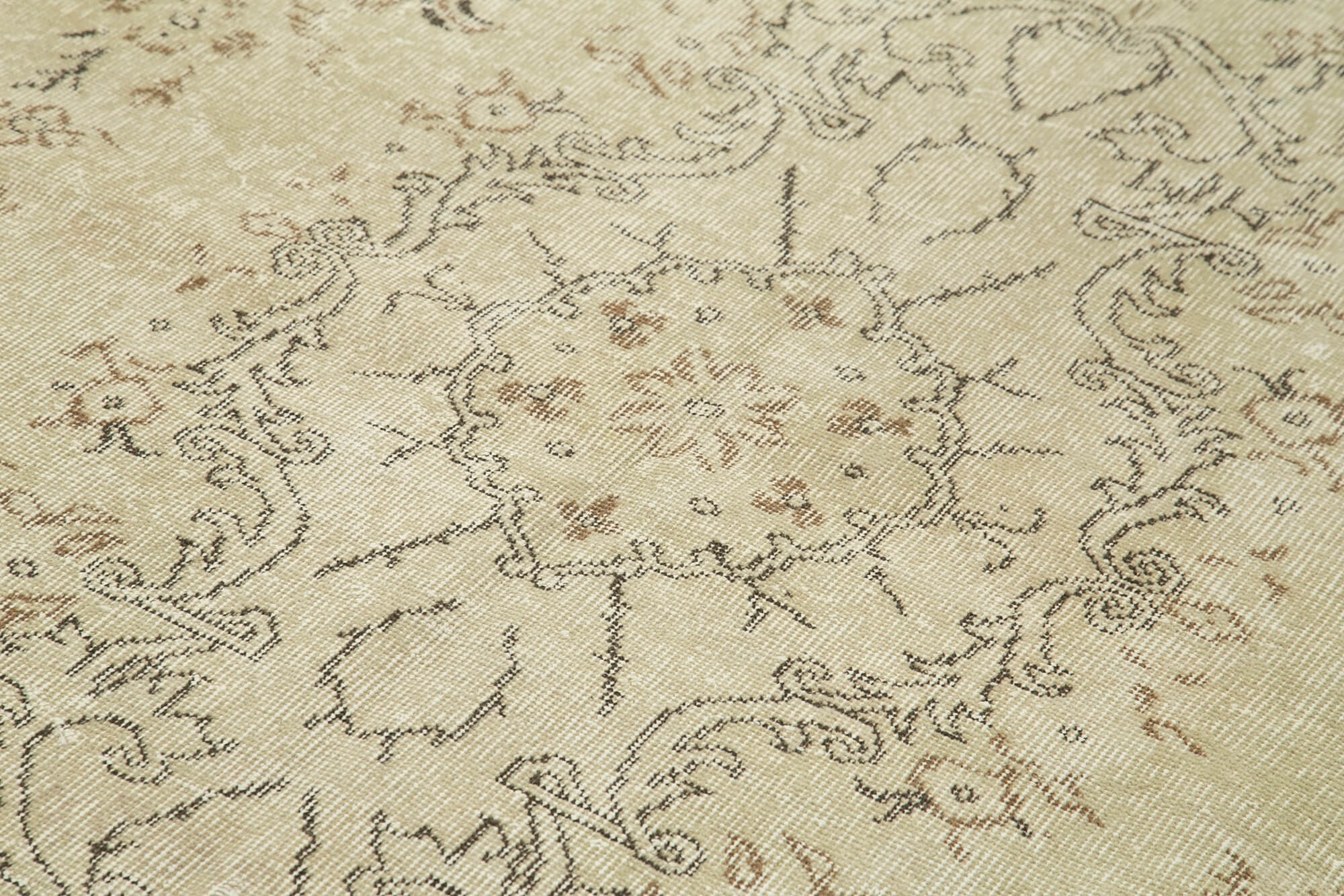 6x9 Beige Turkish Vintage Area Rug - 38990