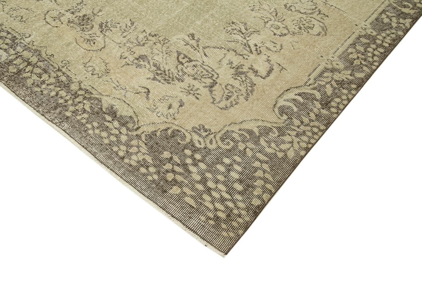 7x10 Beige Turkish Vintage Area Rug - 38991