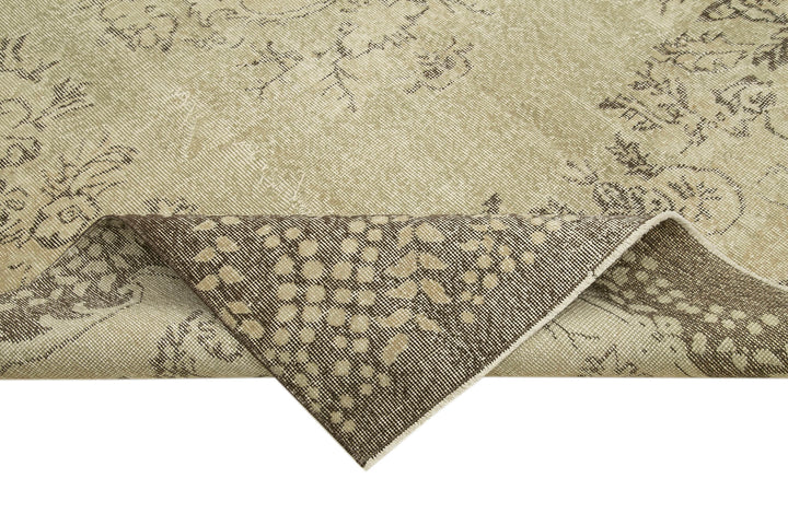 7x10 Beige Turkish Vintage Area Rug - 38991