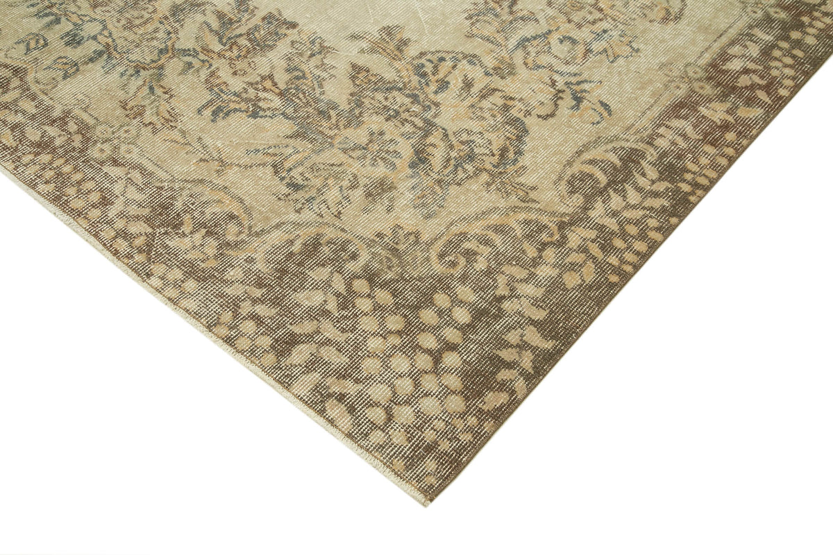 7x10 Beige Turkish Vintage Area Rug - 38992