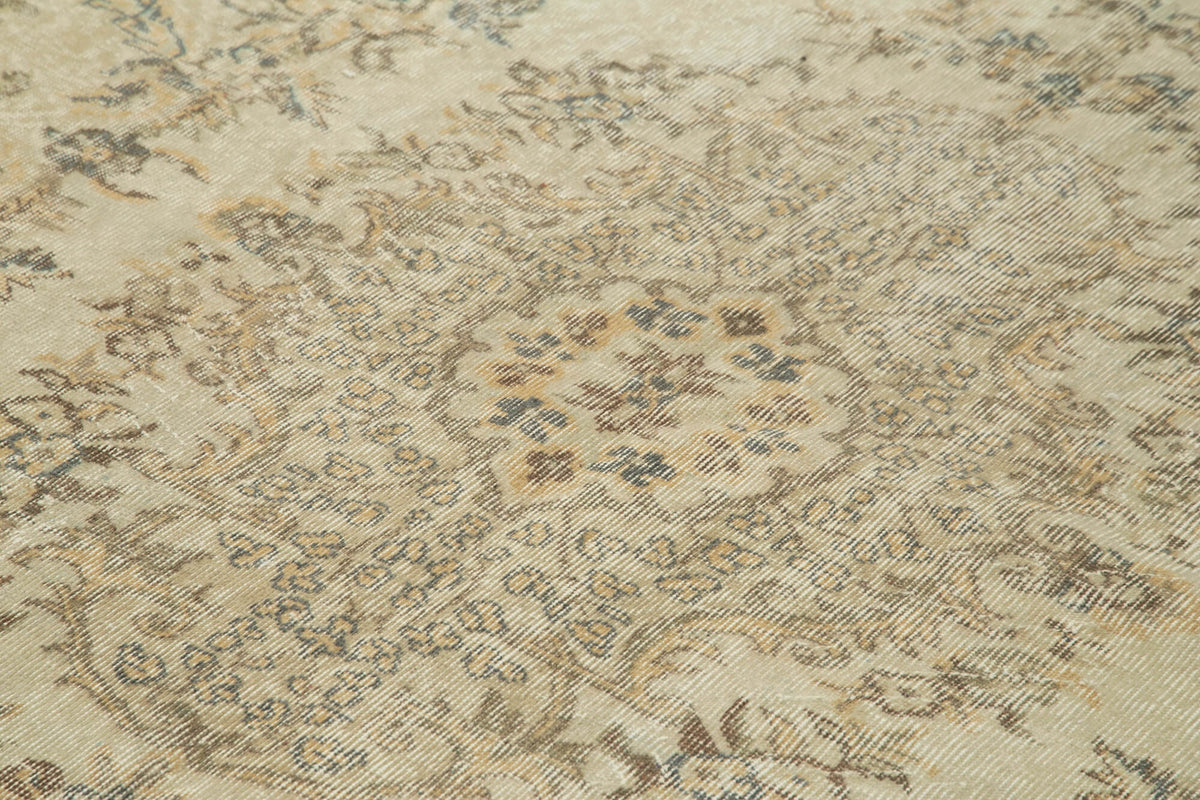 7x10 Beige Turkish Vintage Area Rug - 38992