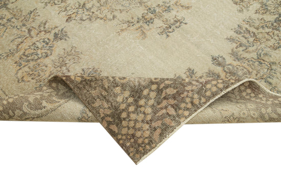7x10 Beige Turkish Vintage Area Rug - 38992