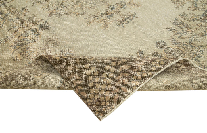 7x10 Beige Turkish Vintage Area Rug - 38992
