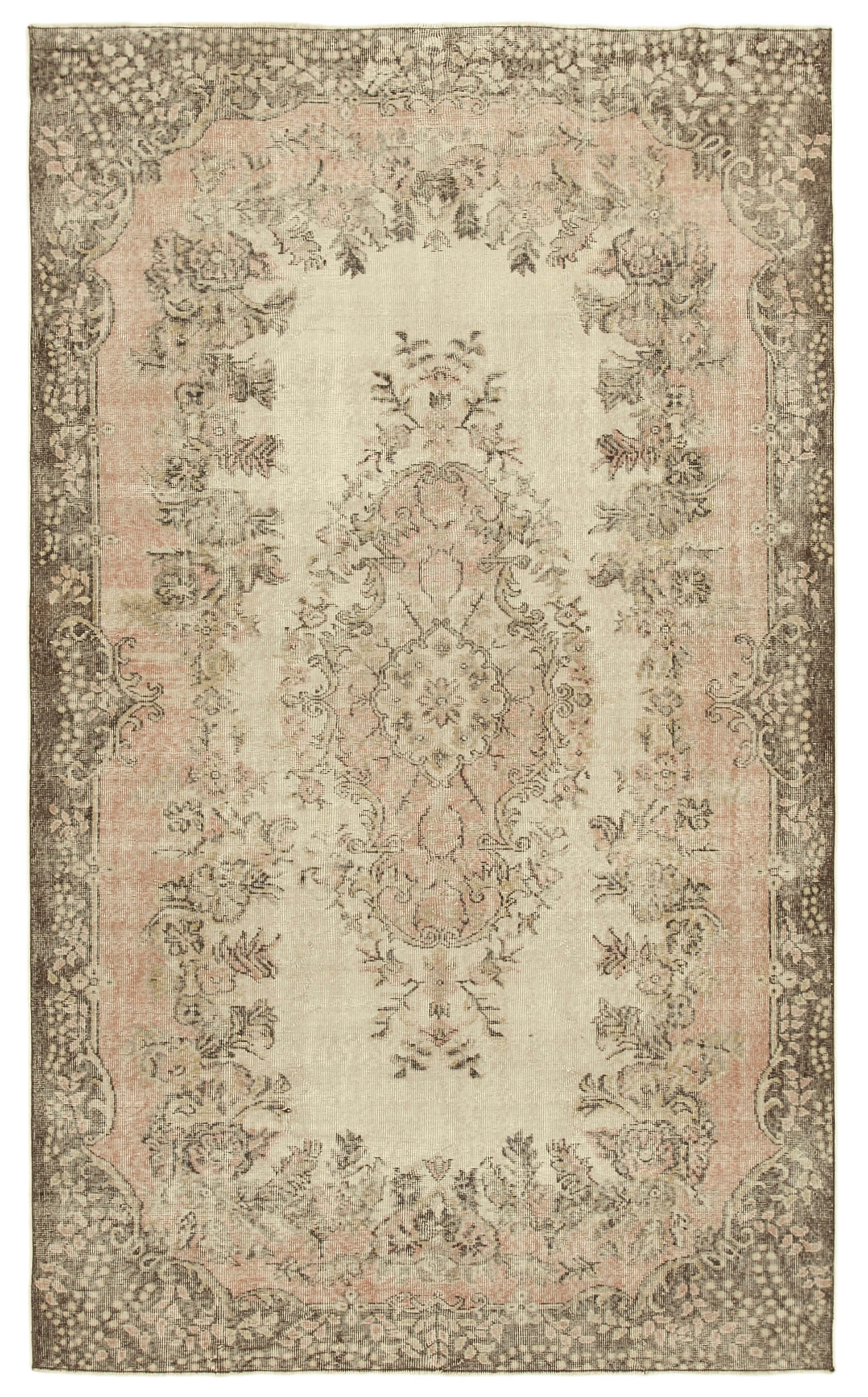 6x10 Beige Turkish Vintage Area Rug - 38999