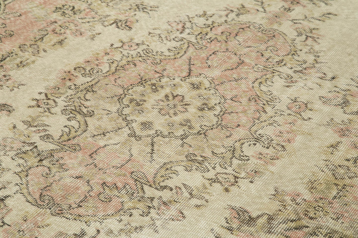 6x10 Beige Turkish Vintage Area Rug - 38999