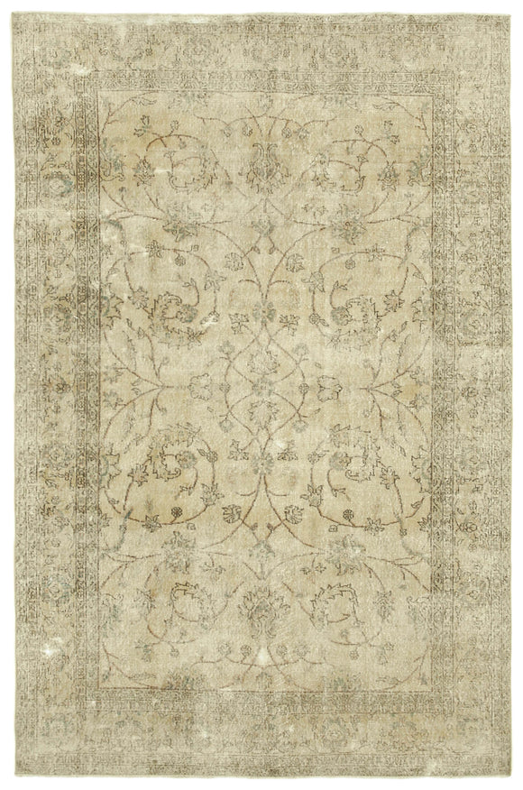 7x10 Beige Turkish Vintage Area Rug - 39000