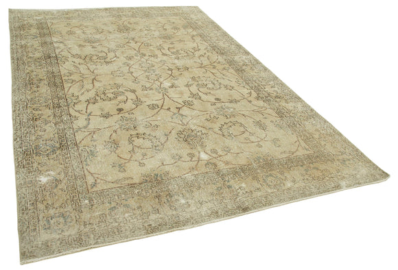 7x10 Beige Turkish Vintage Area Rug - 39000