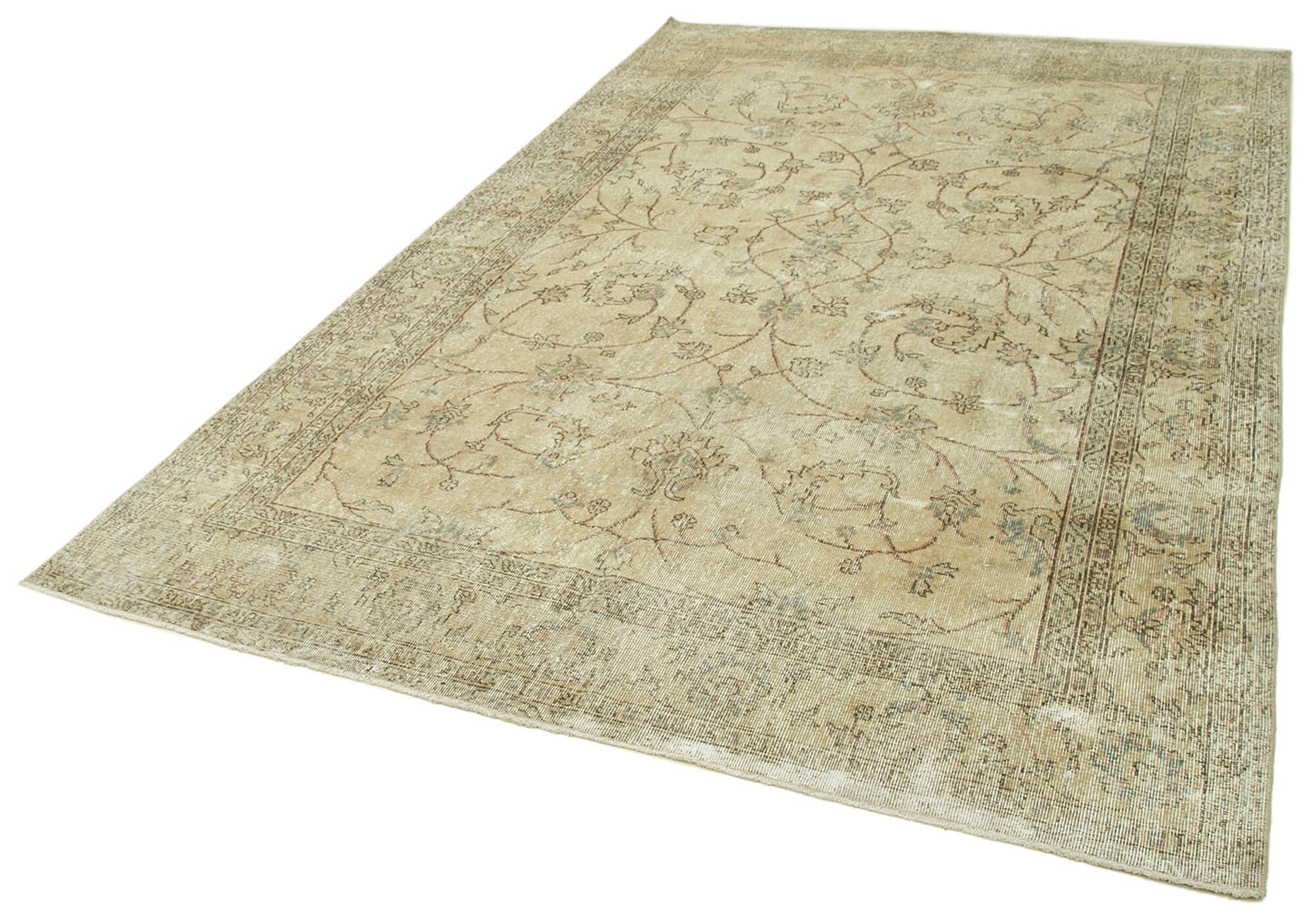 7x10 Beige Turkish Vintage Area Rug - 39000
