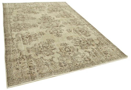 7x10 Beige Turkish Vintage Area Rug - 39001